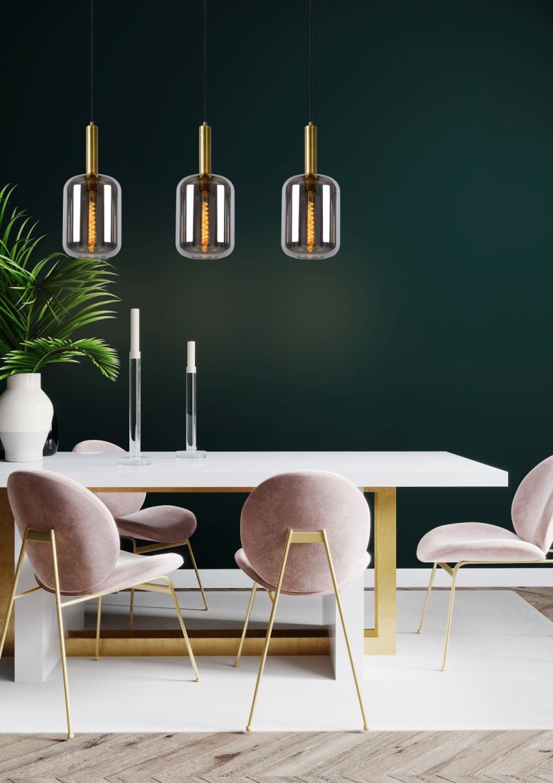 Lucide JOANET - Závesné svietidlo - 3xE27 - Smoke Grey